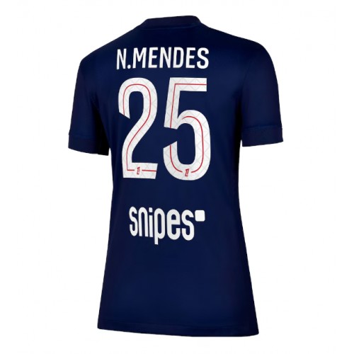 Echipament fotbal Paris Saint-Germain Nuno Mendes #25 Tricou Acasa 2025-26 pentru femei maneca scurta Echipament fotbal Paris Saint-Germain Nuno Mendes #25 Tricou Acasa 2025-26 pentru femei maneca scurta
