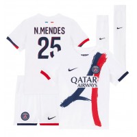 Echipament fotbal Paris Saint-Germain Nuno Mendes #25 Tricou Deplasare 2025-26 pentru copii maneca scurta (+ Pantaloni scurti)