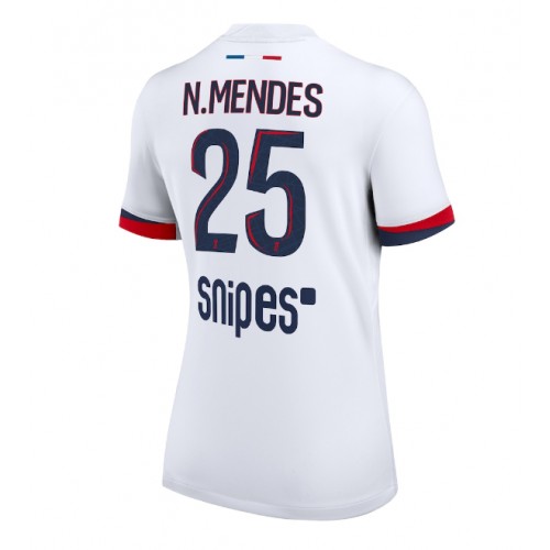 Echipament fotbal Paris Saint-Germain Nuno Mendes #25 Tricou Deplasare 2025-26 pentru femei maneca scurta Echipament fotbal Paris Saint-Germain Nuno Mendes #25 Tricou Deplasare 2025-26 pentru femei maneca scurta