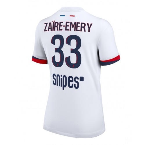 Echipament fotbal Paris Saint-Germain Warren Zaire-Emery #33 Tricou Deplasare 2025-26 pentru femei maneca scurta Echipament fotbal Paris Saint-Germain Warren Zaire-Emery #33 Tricou Deplasare 2025-26 pentru femei maneca scurta