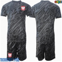 Echipament fotbal Polonia Portar Tricou Deplasare European 2024 pentru copii maneca scurta (+ Pantaloni scurti)