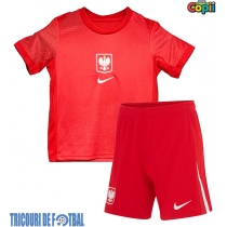 Echipament fotbal Polonia Tricou Deplasare European 2024 pentru copii maneca scurta (+ Pantaloni scurti)