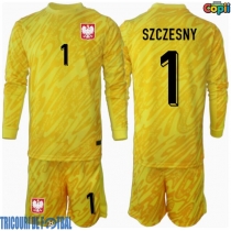 Echipament fotbal Polonia Wojciech Szczesny #1 Portar Tricou Acasa European 2024 pentru copii maneca lunga (+ Pantaloni scurti)