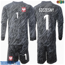 Echipament fotbal Polonia Wojciech Szczesny #1 Portar Tricou Deplasare European 2024 pentru copii maneca lunga (+ Pantaloni scurti)