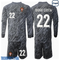 Echipament fotbal Portugalia Diogo Costa #22 Portar Tricou Deplasare European 2024 pentru copii maneca lunga (+ Pantaloni scurti)