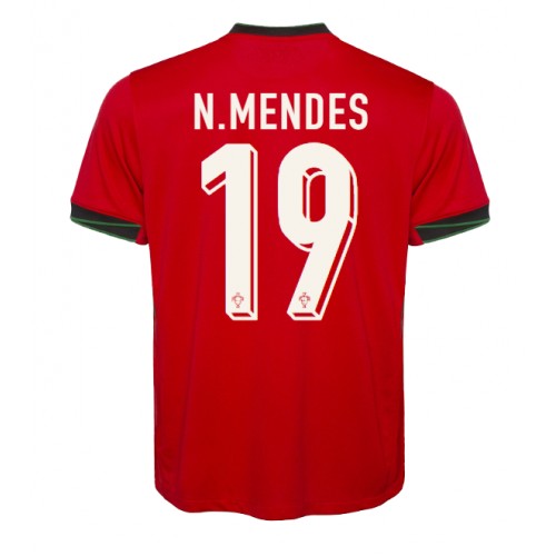 Echipament fotbal Portugalia Nuno Mendes #19 Tricou Acasa European 2024 maneca scurta Echipament fotbal Portugalia Nuno Mendes #19 Tricou Acasa European 2024 maneca scurta