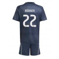 Echipament fotbal Real Madrid Antonio Rudiger #22 Tricou Deplasare 2025-26 pentru copii maneca scurta (+ Pantaloni scurti)