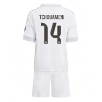 Echipament fotbal Real Madrid Aurelien Tchouameni #14 Tricou Acasa 2025-26 pentru copii maneca scurta (+ Pantaloni scurti)