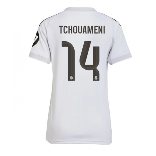 Echipament fotbal Real Madrid Aurelien Tchouameni #14 Tricou Acasa 2025-26 pentru femei maneca scurta Echipament fotbal Real Madrid Aurelien Tchouameni #14 Tricou Acasa 2025-26 pentru femei maneca scurta