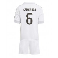 Echipament fotbal Real Madrid Eduardo Camavinga #6 Tricou Acasa 2025-26 pentru copii maneca scurta (+ Pantaloni scurti)