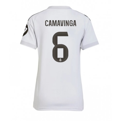 Echipament fotbal Real Madrid Eduardo Camavinga #6 Tricou Acasa 2025-26 pentru femei maneca scurta Echipament fotbal Real Madrid Eduardo Camavinga #6 Tricou Acasa 2025-26 pentru femei maneca scurta
