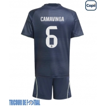 Echipament fotbal Real Madrid Eduardo Camavinga #6 Tricou Deplasare 2025-26 pentru copii maneca scurta (+ Pantaloni scurti)