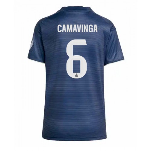 Echipament fotbal Real Madrid Eduardo Camavinga #6 Tricou Deplasare 2025-26 pentru femei maneca scurta Echipament fotbal Real Madrid Eduardo Camavinga #6 Tricou Deplasare 2025-26 pentru femei maneca scurta