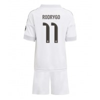 Echipament fotbal Real Madrid Rodrygo Goes #11 Tricou Acasa 2025-26 pentru copii maneca scurta (+ Pantaloni scurti)