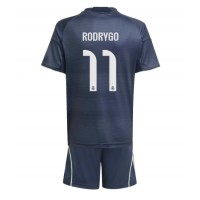 Echipament fotbal Real Madrid Rodrygo Goes #11 Tricou Deplasare 2025-26 pentru copii maneca scurta (+ Pantaloni scurti)