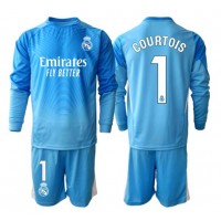 Echipament fotbal Real Madrid Thibaut Courtois #1 Portar Tricou Acasa 2025-26 pentru copii maneca lunga (+ Pantaloni scurti)