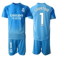 Echipament fotbal Real Madrid Thibaut Courtois #1 Portar Tricou Acasa 2025-26 pentru copii maneca scurta (+ Pantaloni scurti)