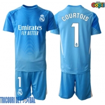 Echipament fotbal Real Madrid Thibaut Courtois #1 Portar Tricou Acasa 2025-26 pentru copii maneca scurta (+ Pantaloni scurti)
