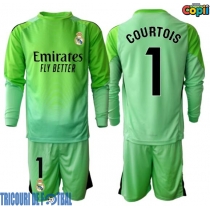 Echipament fotbal Real Madrid Thibaut Courtois #1 Portar Tricou Deplasare 2025-26 pentru copii maneca lunga (+ Pantaloni scurti)