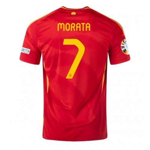 Echipament fotbal Spania Alvaro Morata #7 Tricou Acasa European 2024 maneca scurta Echipament fotbal Spania Alvaro Morata #7 Tricou Acasa European 2024 maneca scurta
