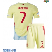 Echipament fotbal Spania Alvaro Morata #7 Tricou Deplasare European 2024 pentru copii maneca scurta (+ Pantaloni scurti)