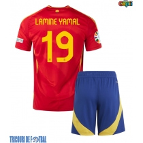 Echipament fotbal Spania Lamine Yamal #19 Tricou Acasa European 2024 pentru copii maneca scurta (+ Pantaloni scurti)