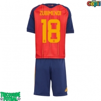 Echipament fotbal Spania Martin Zubimendi #18 Tricou Acasa Mondial 2026 pentru copii maneca scurta (+ Pantaloni scurti)