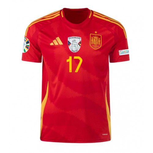 Echipament fotbal Spania Nico Williams #17 Tricou Acasa European 2024 maneca scurta Echipament fotbal Spania Nico Williams #17 Tricou Acasa European 2024 maneca scurta