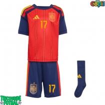 Echipament fotbal Spania Nico Williams #17 Tricou Acasa Mondial 2026 pentru copii maneca scurta (+ Pantaloni scurti)