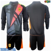 Echipament fotbal Spania Portar Tricou Deplasare European 2024 pentru copii maneca lunga (+ Pantaloni scurti)