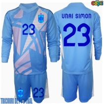 Echipament fotbal Spania Unai Simon #23 Portar Tricou Acasa European 2024 pentru copii maneca lunga (+ Pantaloni scurti)