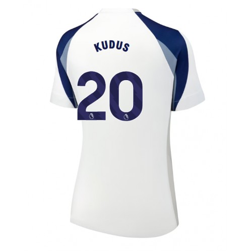 Echipament fotbal Tottenham Hotspur Mohammed Kudus #20 Tricou Acasa 2025-26 pentru femei maneca scurta Echipament fotbal Tottenham Hotspur Mohammed Kudus #20 Tricou Acasa 2025-26 pentru femei maneca scurta